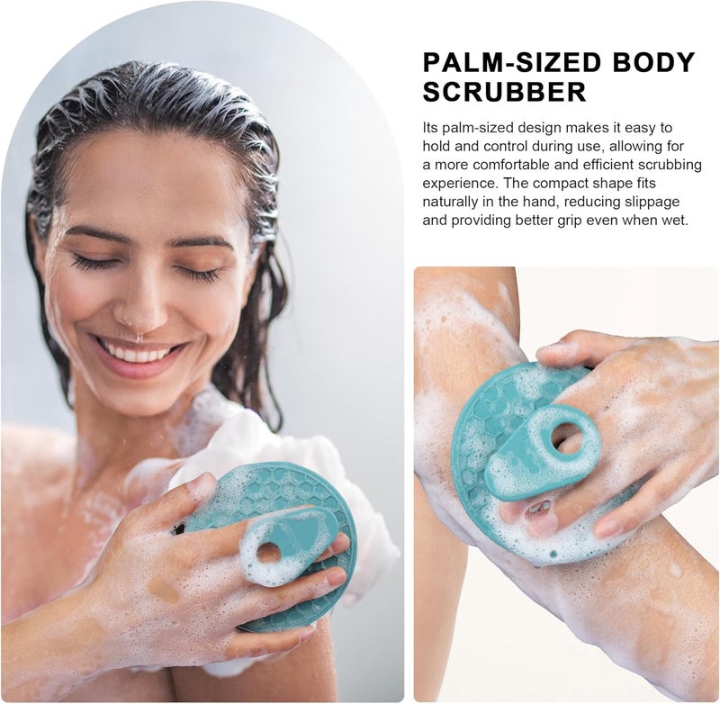 Innerneed Food Grade Silicone Body Scrubber Gentle Exfoliating Brush for Women Men Deep Clean for All Skin Types, More Hygienic and Well Lather (Dark Green+Pink) - Image 3